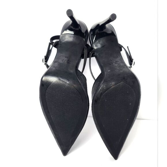 Zara Mesh Pointed Toe Black Heels Womens Size 38 - Picture 6 of 7